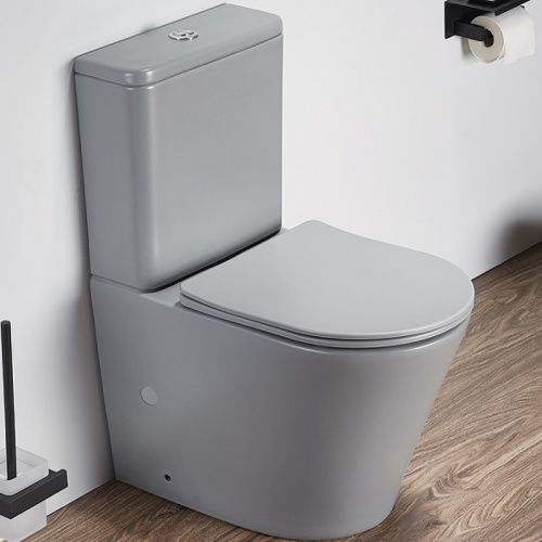 Унитаз-компакт напольный с бачком CeramaLux 2179XMH светло-серый с сиденьем микролифт безободковый смыв торнадо