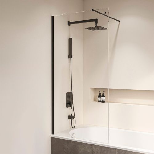 Душевая шторка на ванну RGW Screens 351105007-14 70х150 стекло прозрачное профиль черный ориентация универсальная