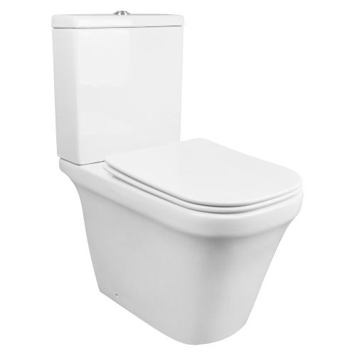 Унитаз-компакт напольный с бачком Azario Candy AZ-1503B белый с сиденьем микролифт безободковый каскадный смыв