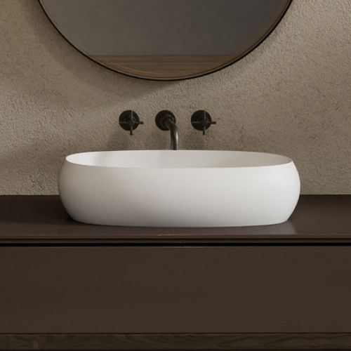 Раковина из искусственного камня Abber Stein AS2632 60х40 накладная цвет белый без отверстий под смеситель