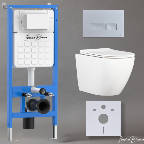 Комплект унитаз с инталляцией и клавишей смыва Iberica Blanca BILBAO ALTO IB001.BLA.231.214