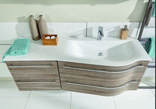 Раковина из искусственного камня Puris Swing WMM524L21 140х50 подвесная цвет белый 1 отверстие под смеситель