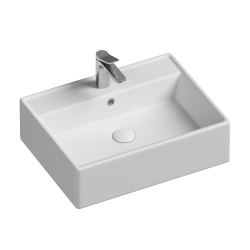 Раковина из сантехнического фарфора Ceramica Nova ELEMENT CN6046 60х50 накладная цвет белый 1 отверстие под смеситель