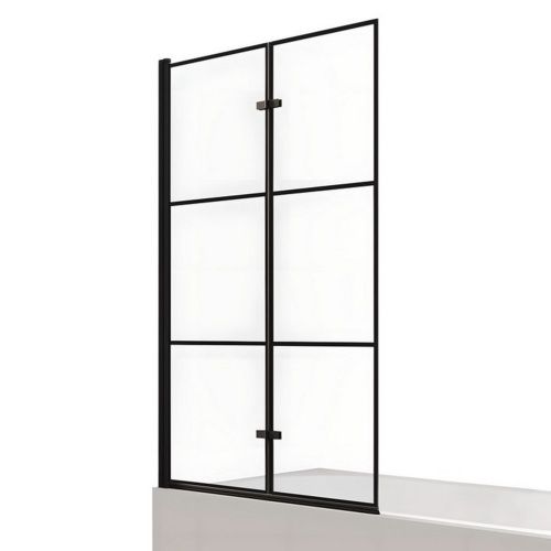 Душевая шторка на ванну New Trendy SUPERIA Black P-0054 100х150 стекло прозрачное профиль черный ориентация левая