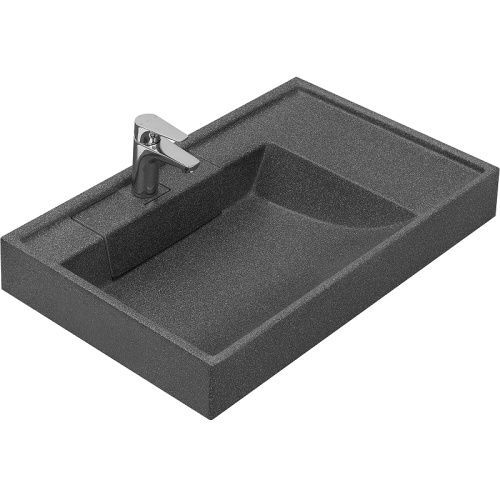 Раковина из искусственного камня Aquaton Рейн 1A72113KRW210 80х50 подвесная цвет серый 1 отверстие под смеситель