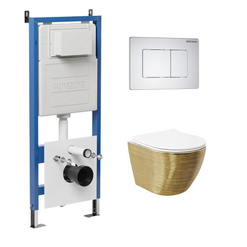 Инсталляция + кнопка смыва + унитаз Grossman Classic 97.4455S.04.01M