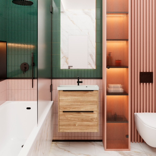 Тумба с раковиной La Fenice TESORO NFNC-01-TES-DKK-60-2-3-60 60х50 подвесная цвет коричневый