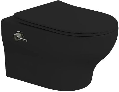 Унитаз подвесной Boheme Fiore 978-SET-2-B цвет черный с сиденьем микролифт безободковый смыв торнадо