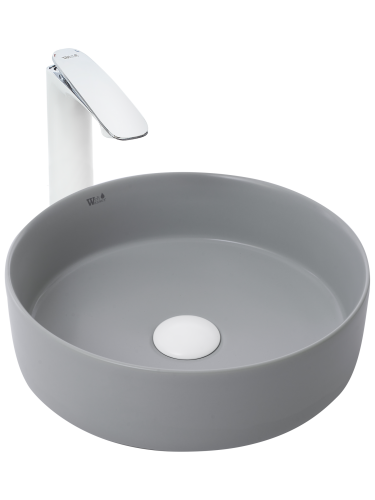 Раковина из сантехнического фаянса WeltWasser WW SK 10000004513 40 см накладная цвет серый без отверстий под смеситель