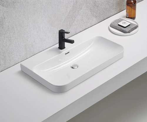 Раковина керамическая Gid Integrado 71169 80х50 встраиваемая цвет белый 1 отверстие под смеситель