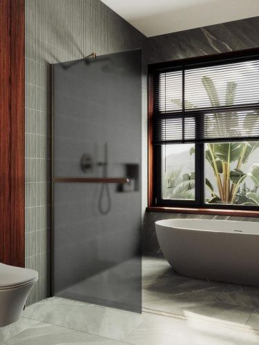 Душевая перегородка Maybah Glass MGD-730-2ш 80х195 стекло тонированное профиль бронза