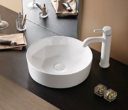 Раковина из сантехнического фаянса CeramaLux 9425 40х40 накладная цвет белый без отверстий под смеситель