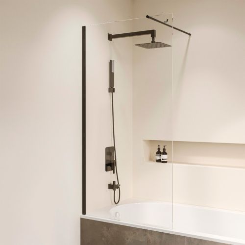 Душевая шторка на ванну RGW Screens 351105109-14 90х150 стекло прозрачное профиль черный ориентация универсальная