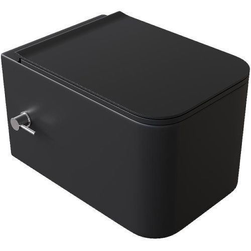Унитаз подвесной Boheme Nero 961-SET-2-B цвет черный с сиденьем микролифт безободковый каскадный смыв