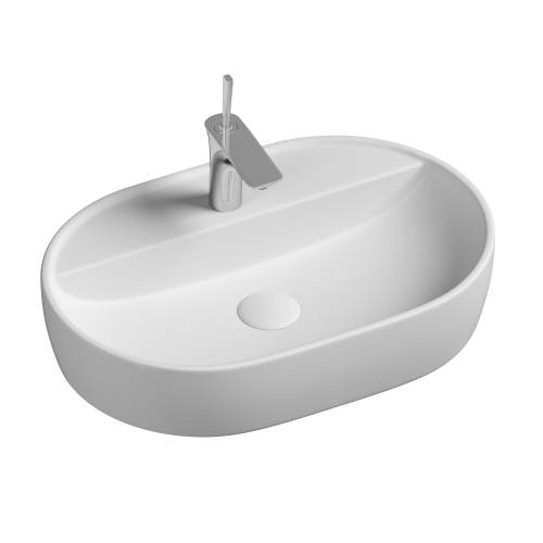 Раковина из сантехнического фарфора Ceramica Nova ELEMENT CN6035 60х40 накладная цвет белый 1 отверстие под смеситель