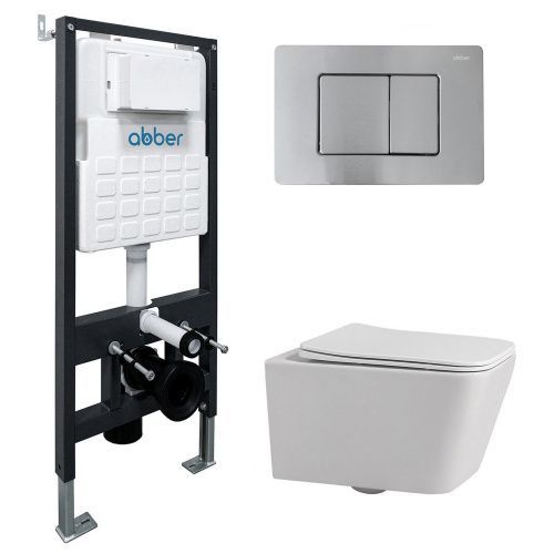 Комплект сантехническая инсталляция с клавишей смыва Abber Rechteck AC1201-AC0105-AC0120MCH