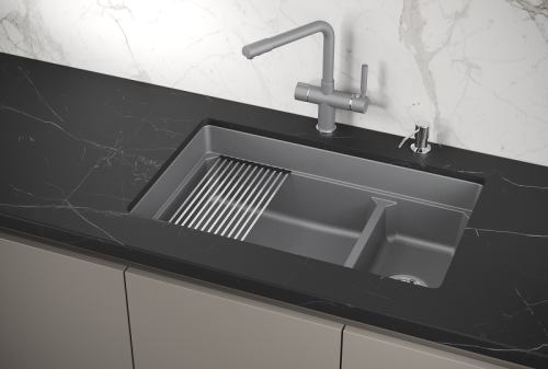 Кухонная мойка Granula Kitchen Space 7304U, АЛЮМИНИУМ 75х45 цвет серый поверхность матовая