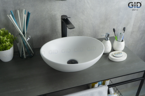 Раковина керамическая Gid Lago 51164 40х30 накладная цвет белый без отверстий под смеситель