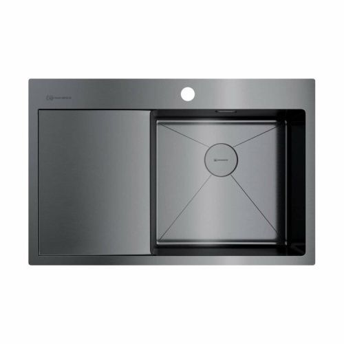 Кухонная мойка Omoikiri Akisame 4973100 80х50 цвет вороненая сталь поверхность полированная