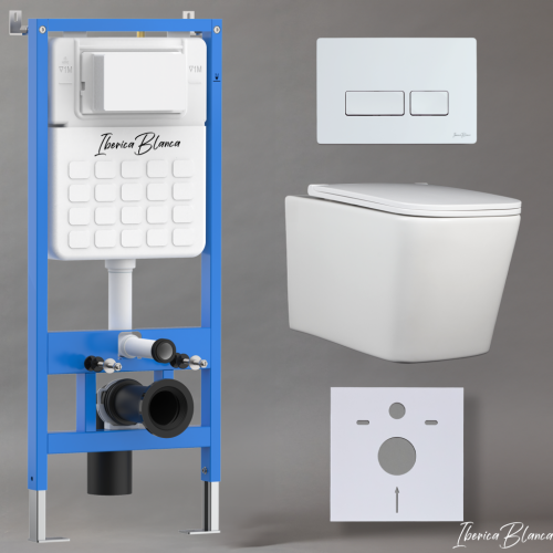 Комплект унитаз с инталляцией и клавишей смыва Iberica Blanca TOLEDO ALTO IB001.TLA.231.211