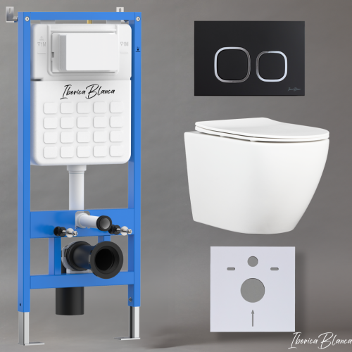 Комплект унитаз с инталляцией и клавишей смыва Iberica Blanca BILBAO ALTO IB001.BLA.231.832