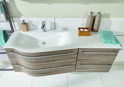 Раковина из искусственного камня Puris Swing WMM522R21 120х50 накладная цвет белый 1 отверстие под смеситель