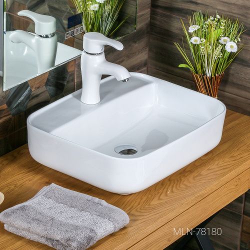 Раковина из сантехнического фарфора Melana 78180-805 50х40 накладная цвет белый 1 отверстие под смеситель