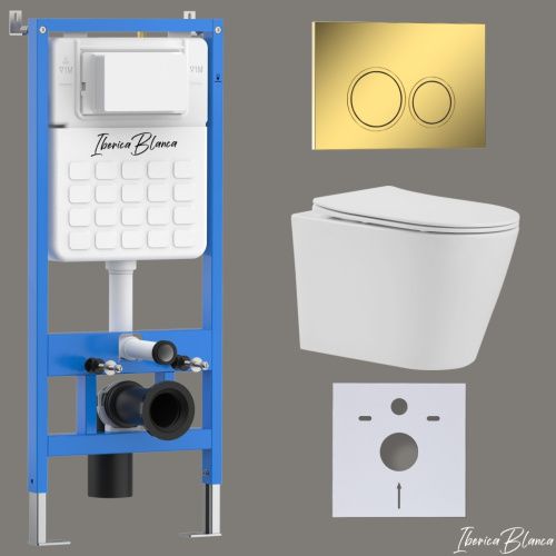 Комплект унитаз с инталляцией и клавишей смыва Iberica Blanca BURGOS ALTO IB001.BRA.231.826