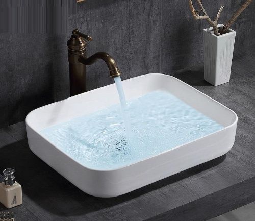 Раковина из сантехнического фаянса CeramaLux 9391 50х40 накладная цвет белый без отверстий под смеситель