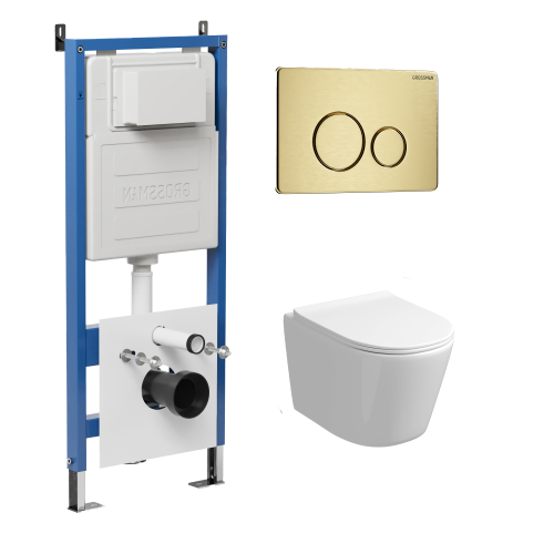 Инсталляция + кнопка смыва + унитаз Grossman Style 97.4477SQ.05.32M