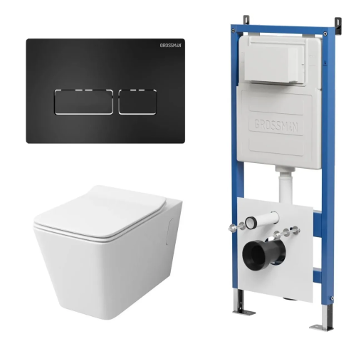 Инсталляция + кнопка смыва + унитаз Grossman Galaxy 97.4414S.03.210