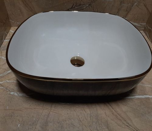 Раковина из сантехнического фаянса CeramaLux D1302H134-1 50х40 накладная цвет белый без отверстий под смеситель