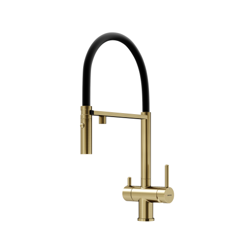 Смеситель для кухни Sancos Imola SC4010BGbh на мойку черный/золото