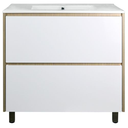 Тумба с раковиной Loranto Stella CS00076456 80х50 напольная цвет белый/бежевый