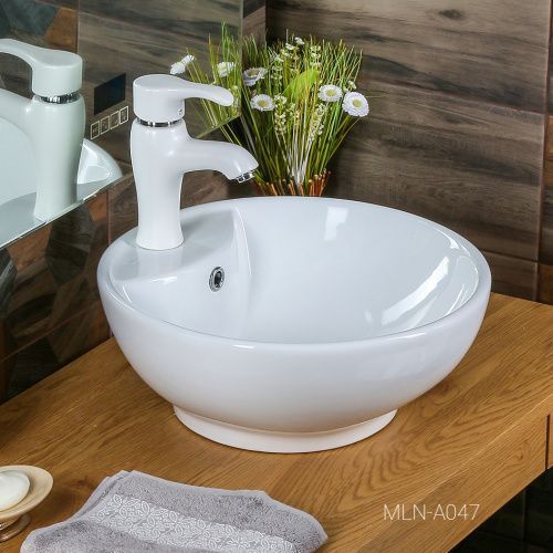 Раковина из сантехнического фарфора Melana 320359-805 50х50 накладная цвет белый 1 отверстие под смеситель