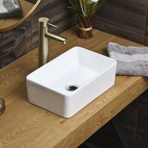 Раковина из сантехнического фарфора Melana 320319-805 40х20 накладная цвет белый без отверстий под смеситель