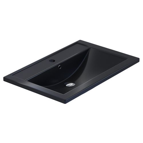 Раковина из искусственного камня Uperwood Foster Quartz 291030034 70х50 полувстраиваемая цвет черный