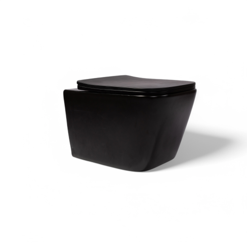 Унитаз подвесной CHARUS EWC700-114В черный с сиденьем микролифт безободковый каскадный смыв