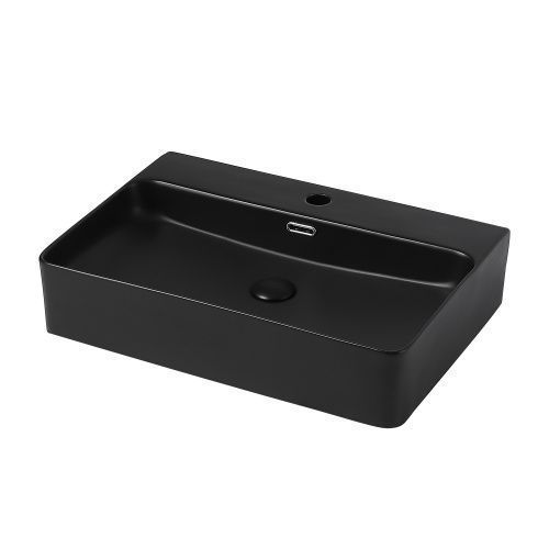Раковина керамическая Abber RECHTECK AC2201MB 60х40 накладная цвет черный 1 отверстие под смеситель