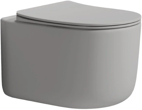 Унитаз подвесной Boheme Flow 969-SET-L цвет серый с сиденьем микролифт безободковый смыв торнадо