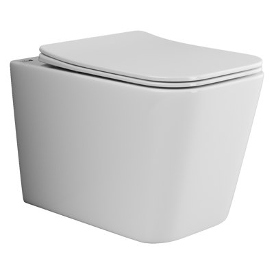 Унитаз подвесной Ceramica Nova CUBIC CN1806 белый с сиденьем микролифт безободковый душевой смыв