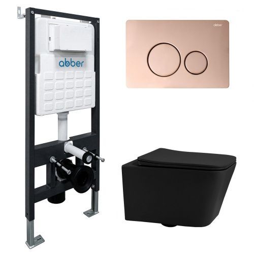 Комплект сантехническая инсталляция с клавишей смыва Abber Rechteck AC1201MB-AC0105-AC0121RG