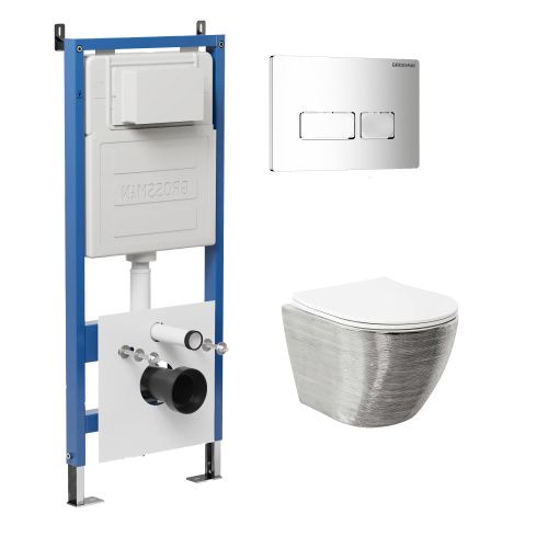 Инсталляция + кнопка смыва + унитаз Grossman Pragma 97.4455SWS.03.100