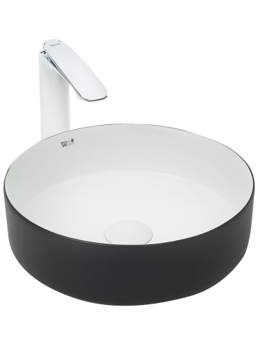 Раковина из сантехнического фаянса WeltWasser WW SK 10000004522 40 см накладная цвет белый/черный без отверстий под смеситель