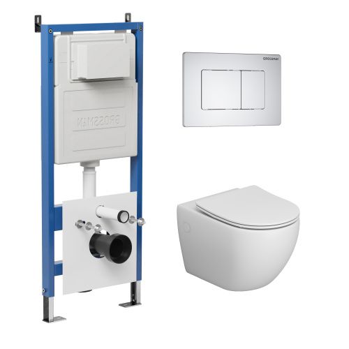 Инсталляция + кнопка смыва + унитаз Grossman Classic 97.4411S.04.01M