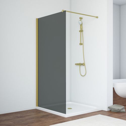 Душевая перегородка Vegas-Glass EAF TUR+NOVO EAF NOVO h2000 116 03 07 115х200 стекло тонированное профиль золото