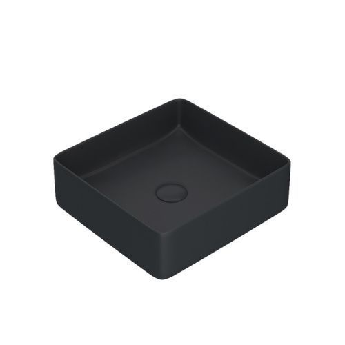 Раковина керамическая Iddis Slide SLIBM01i27 40х40 накладная цвет черный без отверстий под смеситель