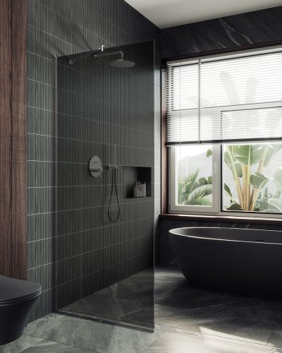 Душевая перегородка Maybah Glass MGD-686-1у 120х195 стекло тонированное профиль белый