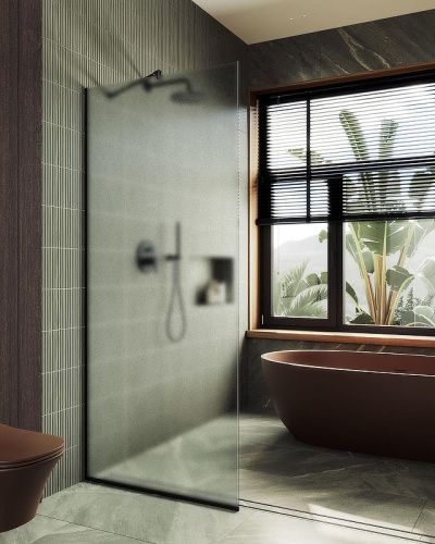 Душевая перегородка Maybah Glass MGD-1357-6у 100х195 стекло тонированное профиль черный