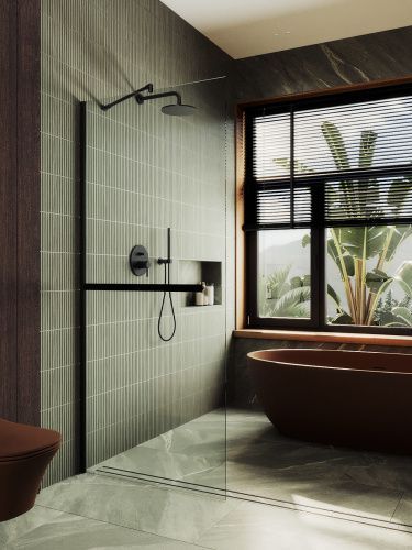 Душевая перегородка Maybah Glass MGD-714-6ш 120х195 стекло прозрачное профиль черный